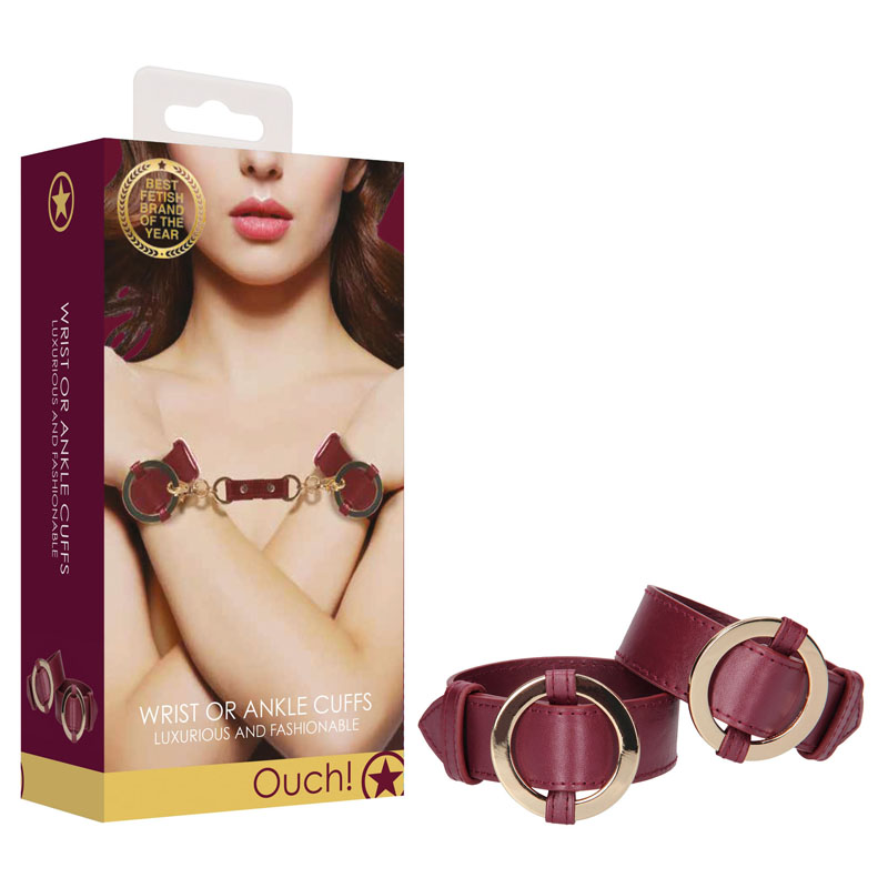 Ouch! Halo Wrist & Ankle Cuffs - Burgundy